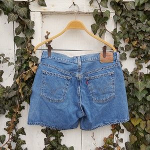 90s Vintage Levis Jean Shorts Blue Denim 32 Waist